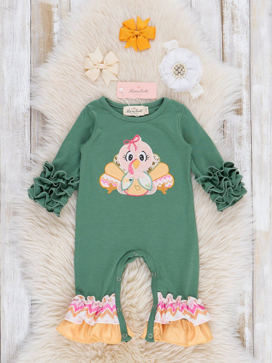 Chevron Girl's Turkey Romper