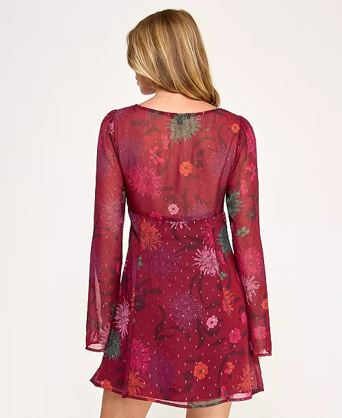 Seni & Cade Juniors' Square-Neck Jacquard Fit & Flare Dress