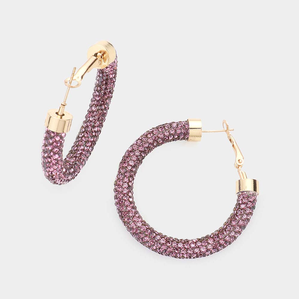 Rhinestone Pave Hoop Earrings
