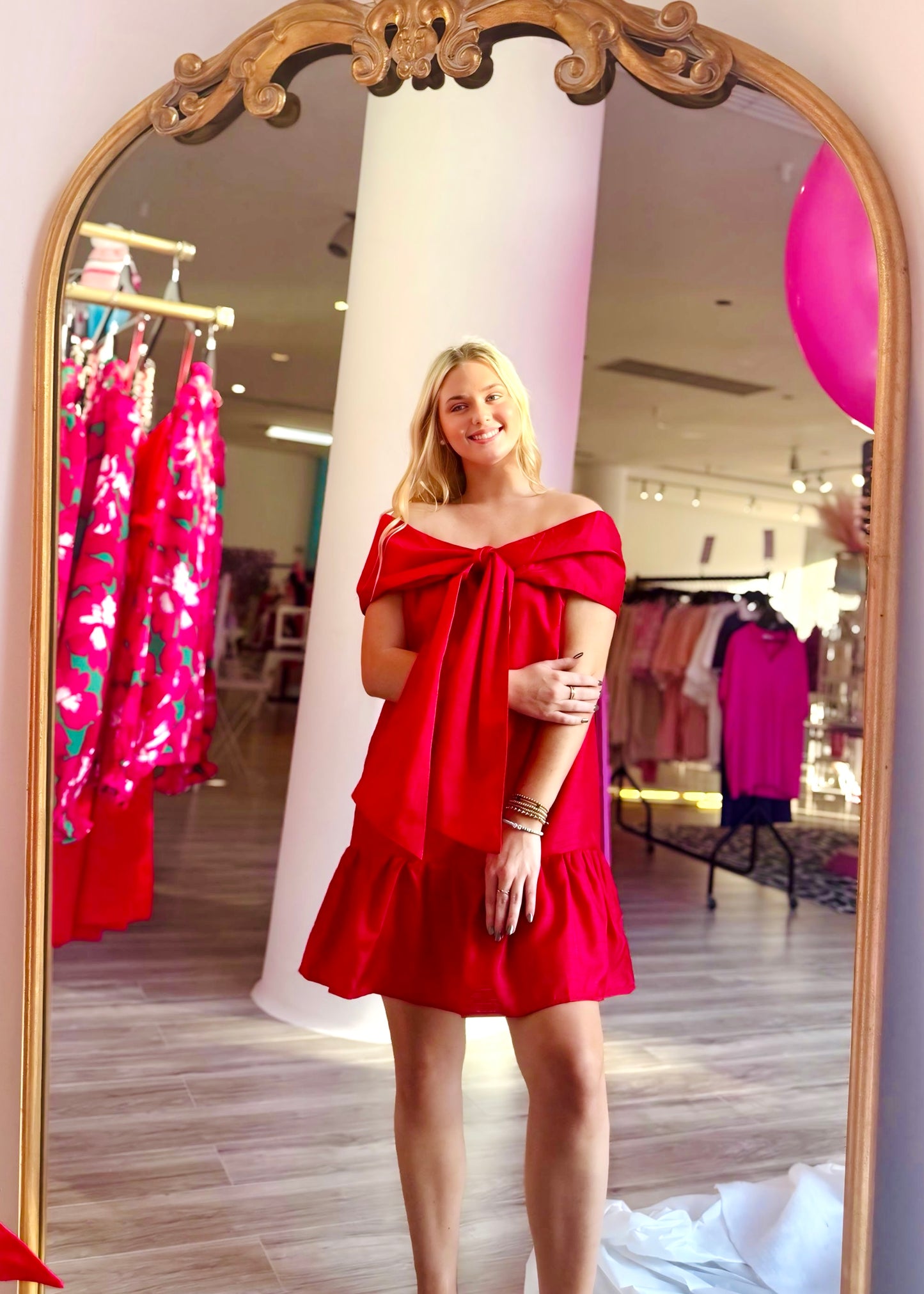 Oversized Bow Holiday Taffeta Dress