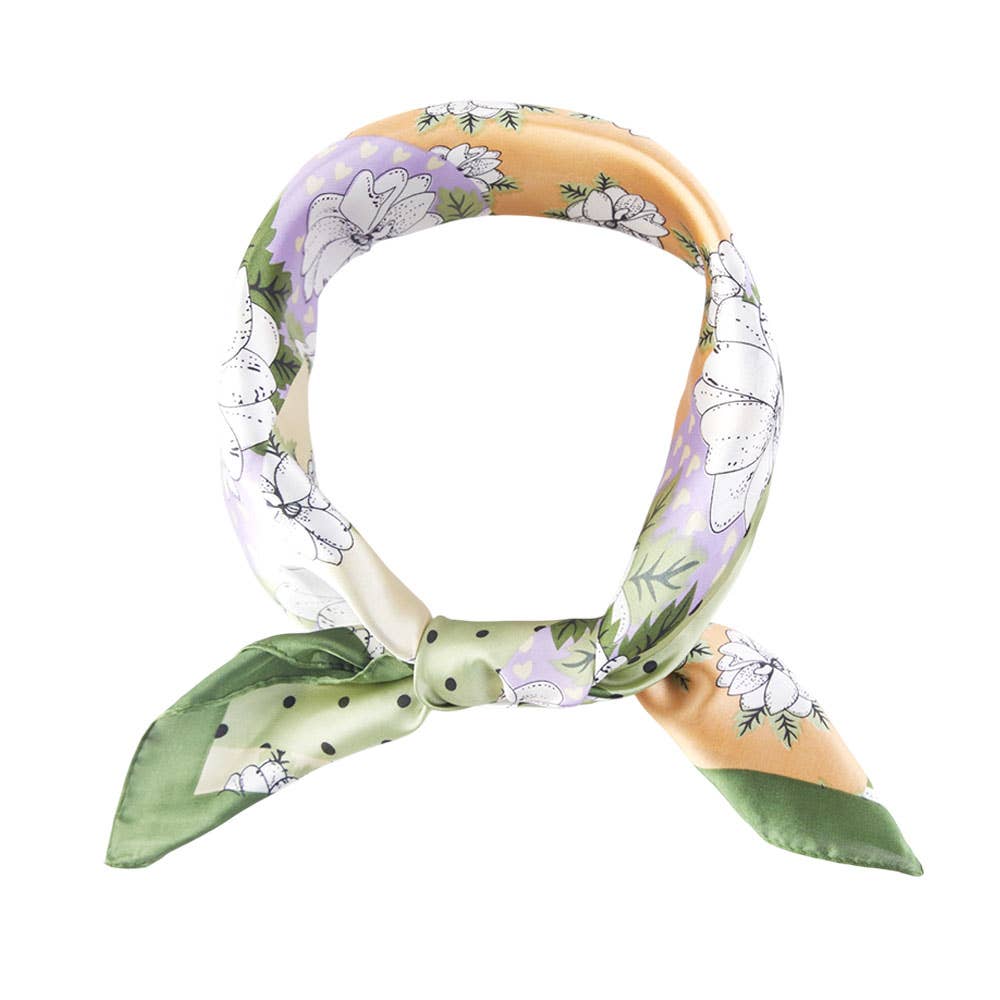 Floral Patchwork Silky Bandana Scarf