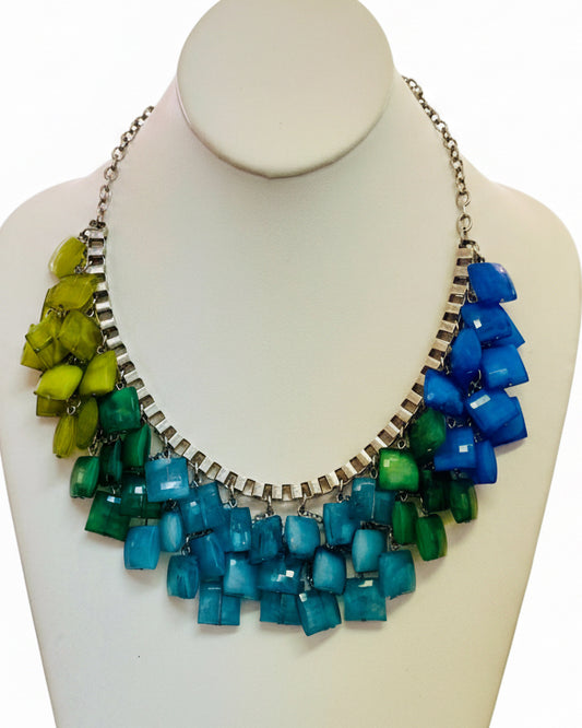 Vintage Multi-Color Mosaic Bib Necklace