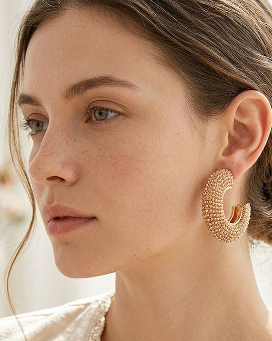 Oversized Bling Studded Chunky Hoop Earrings