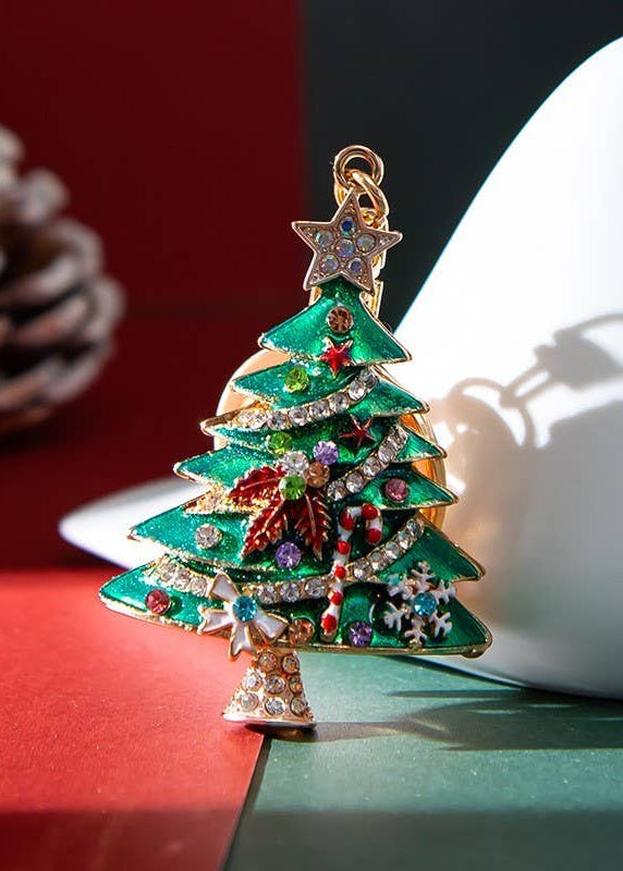 Jeweled Christmas Tree Keychain Bag Charm