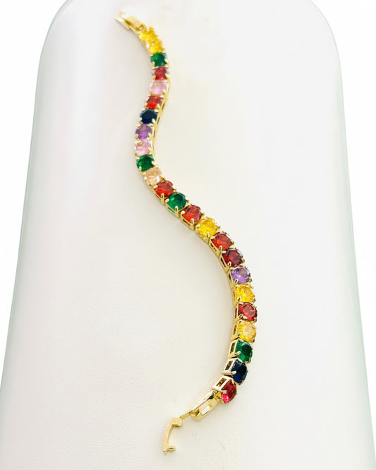 Multi-Color Rainbow Tennis Bracelet