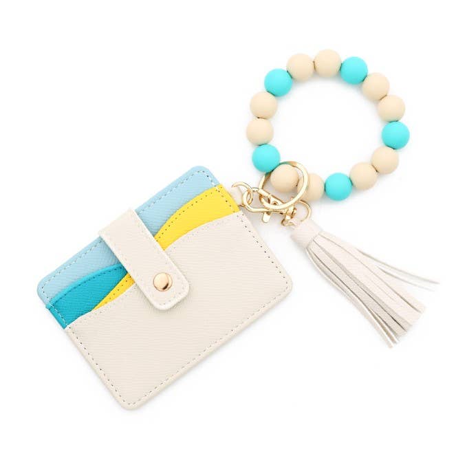 Summer Beaded Bracelet Card Holder & Key Chain