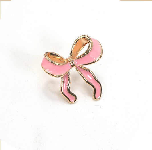 Pink Enamel Bow Earrings