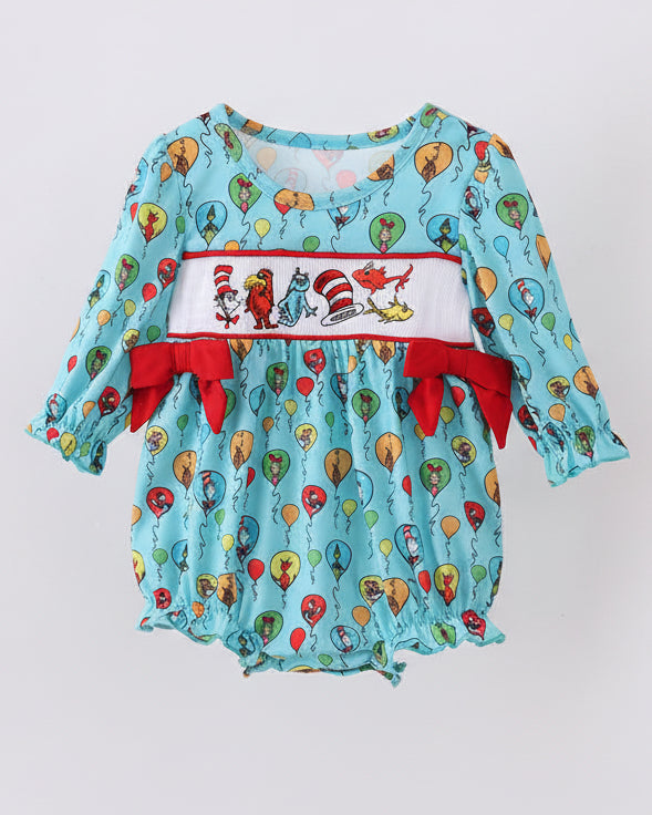Mint Dr. Seuss Smocked Bow Bubble