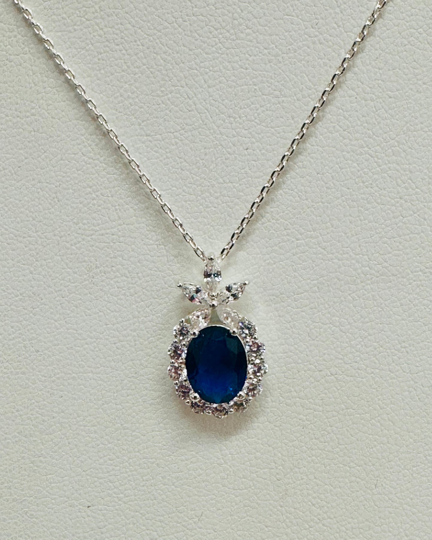 The Kensington Sapphire Halo Necklace