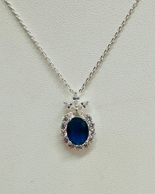 The Kensington Sapphire Halo Necklace