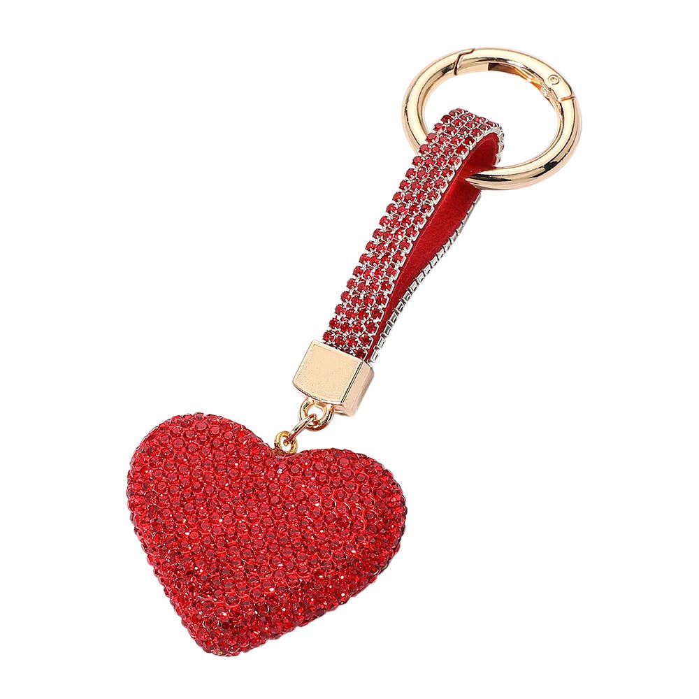 Bling Studded Heart Keychain / Bag Charm