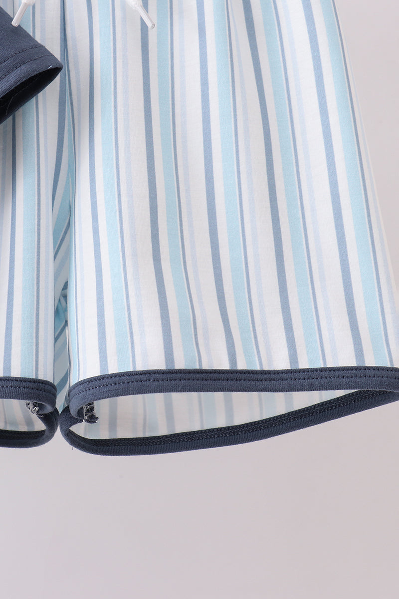 Blue Whale Appliqué Shorts Set