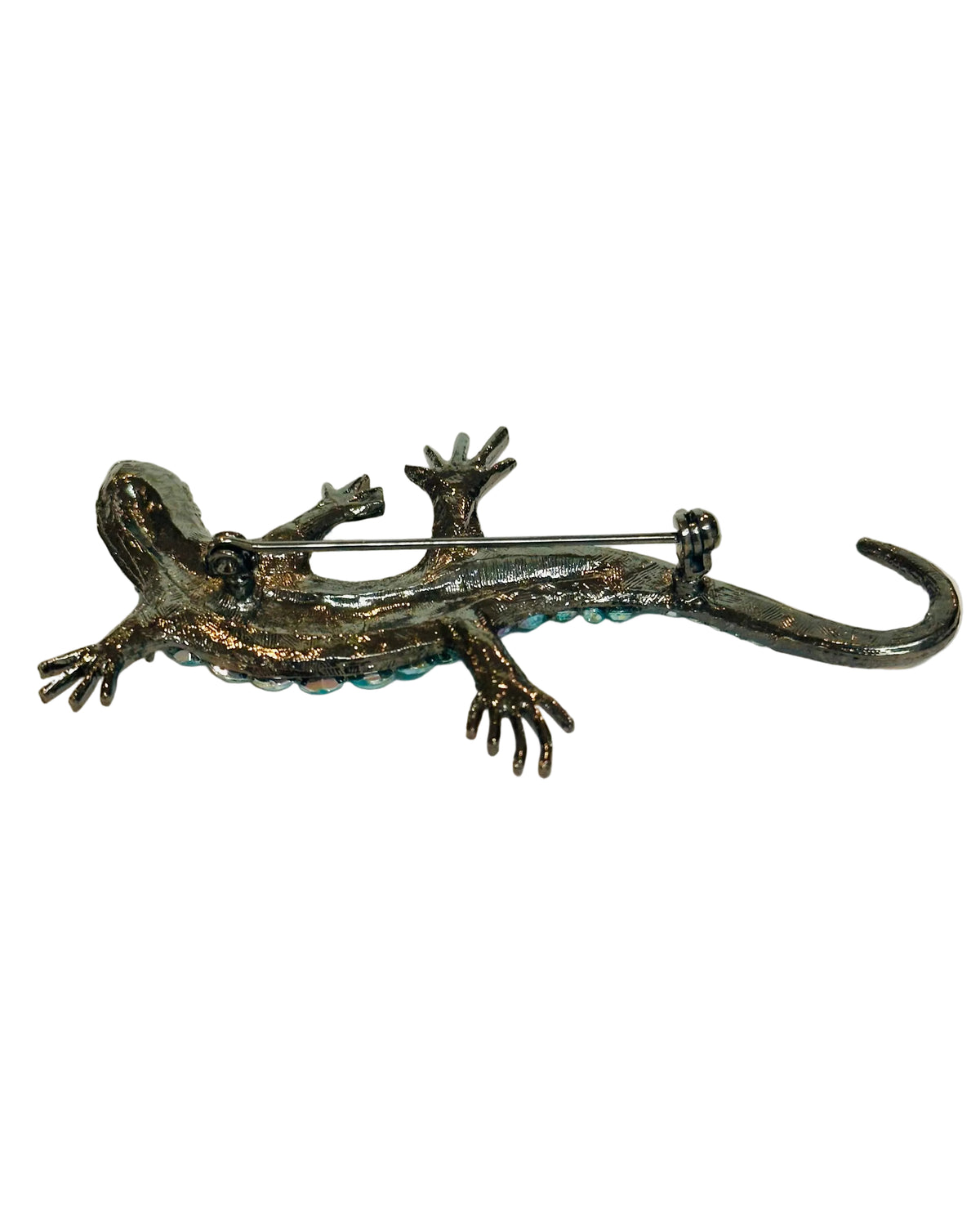 Aqua Mystic: Rhinestone Lizard Brooch