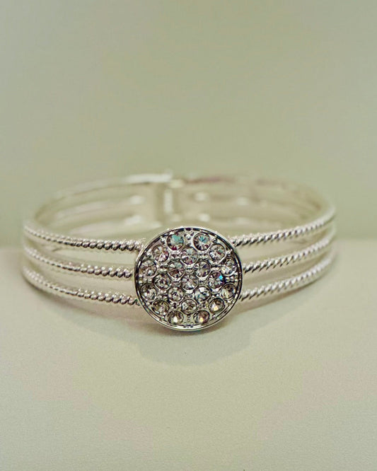 Vintage Silver Rope & Pavé Medallion Cuff