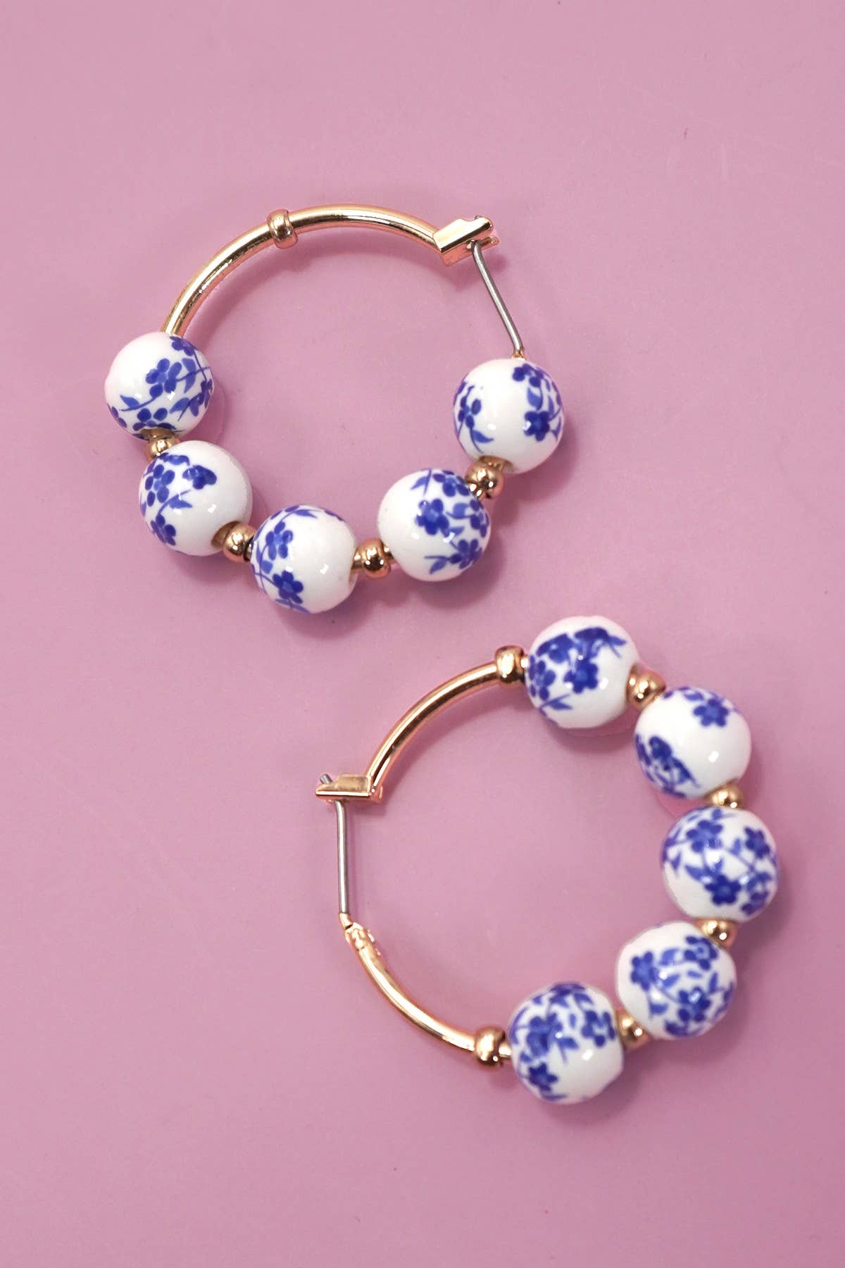 Blue Ceramic Porceain Hoop Earrings