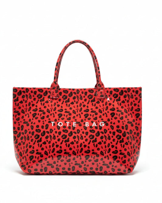 Red Leopard Waterproof Tote Bag