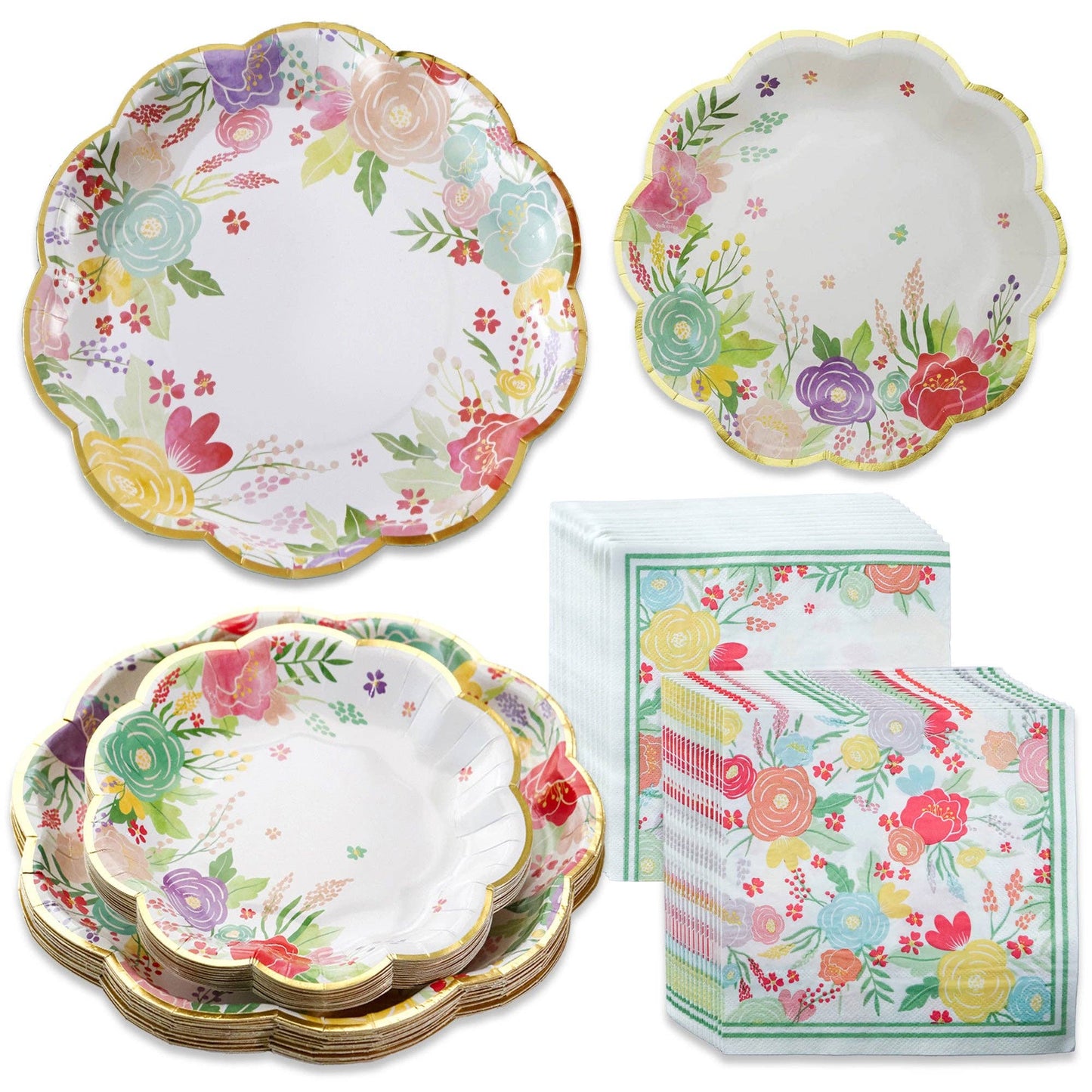 Garden Blooms 16 Guests Party Tableware Set