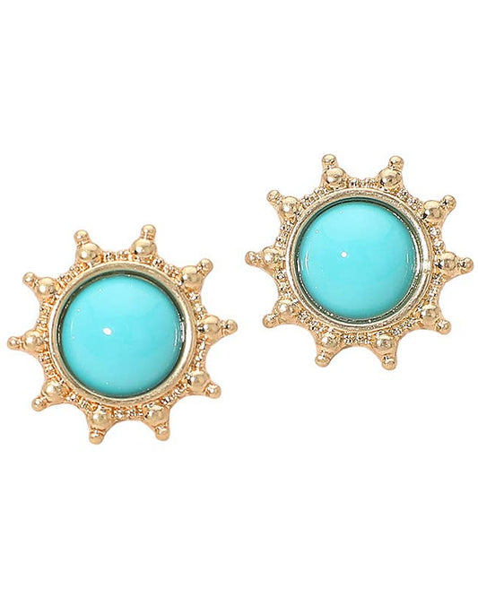 Pearl Center Sunburst Stud Earrings