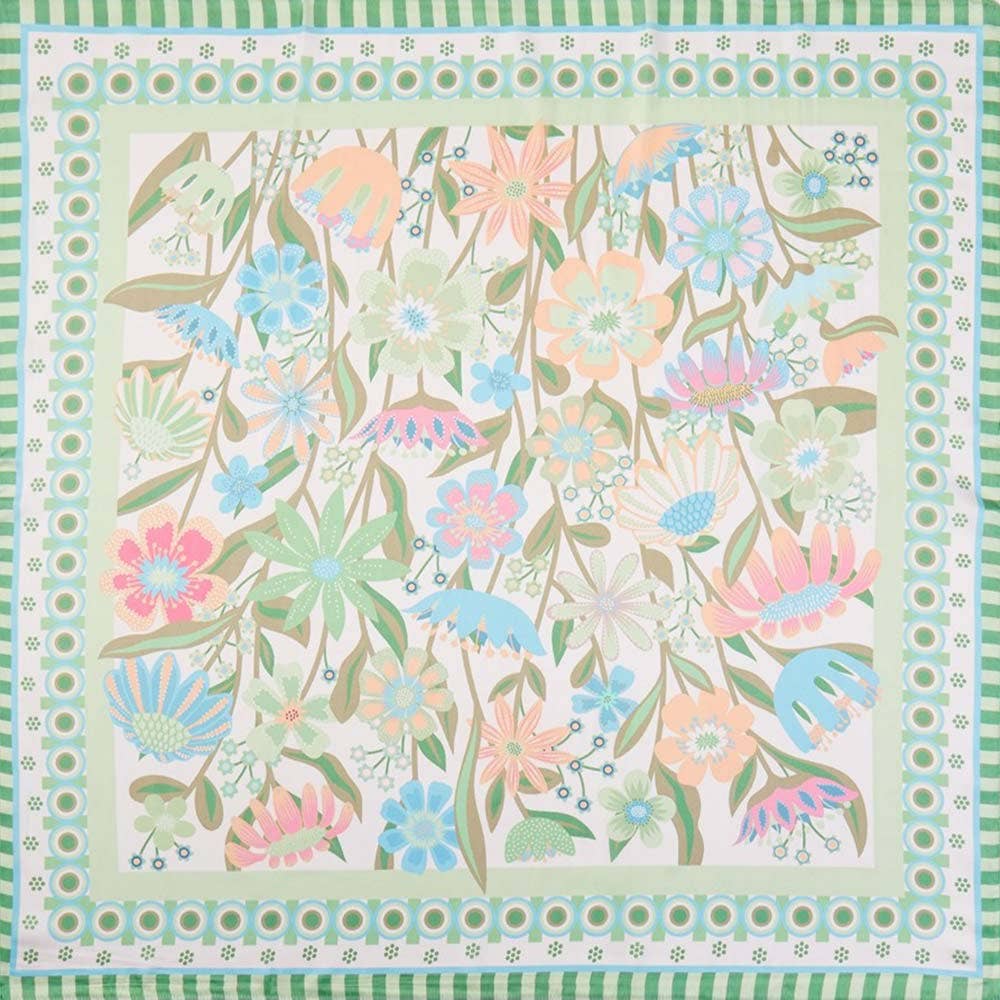 Retro Floral Print Square Bandana Scarf