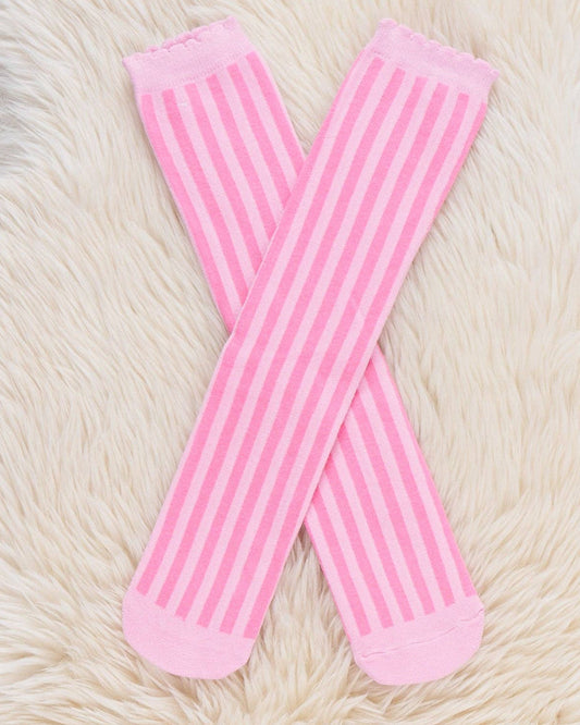 Rose Quartz Striped Knee Socks