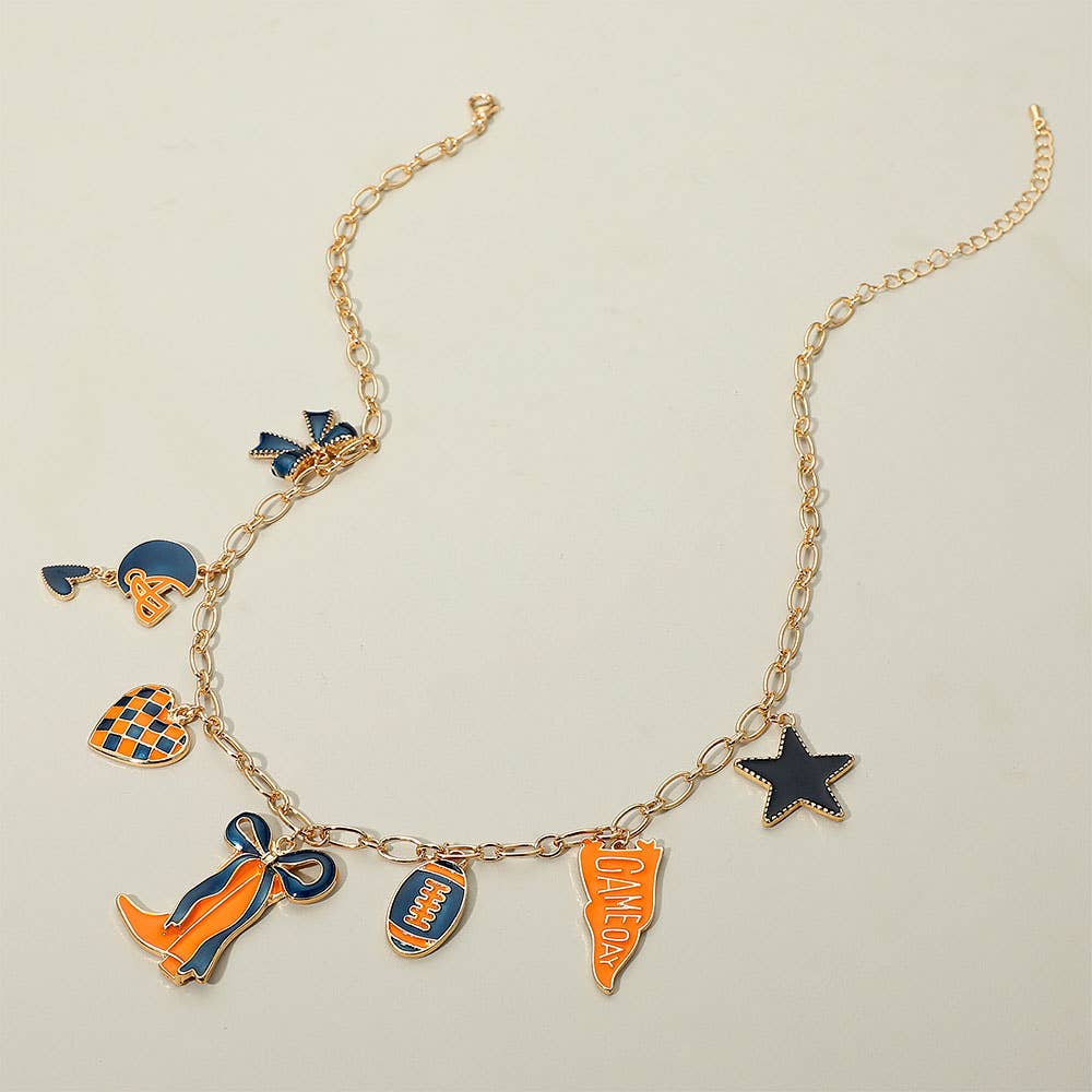 Game Day Football Theme Charm Station Necklace