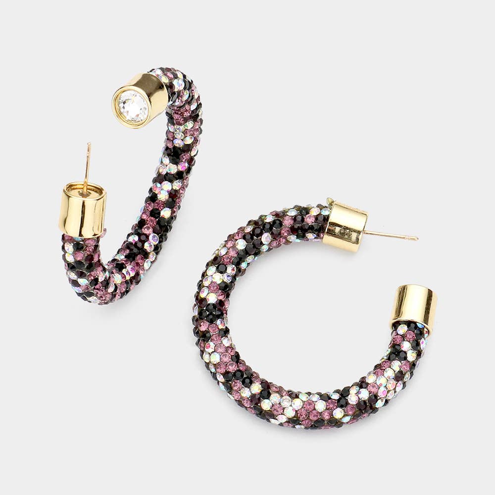 Rhinestone Pave Hoop Earrings