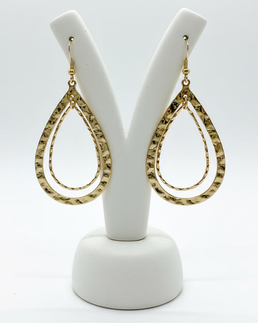 Aurelia Hammered Double Teardrop Earrings