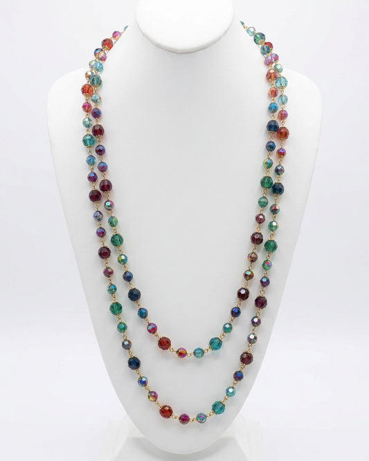 Vintage Kaleidoscope Jewel Layered Station Necklace