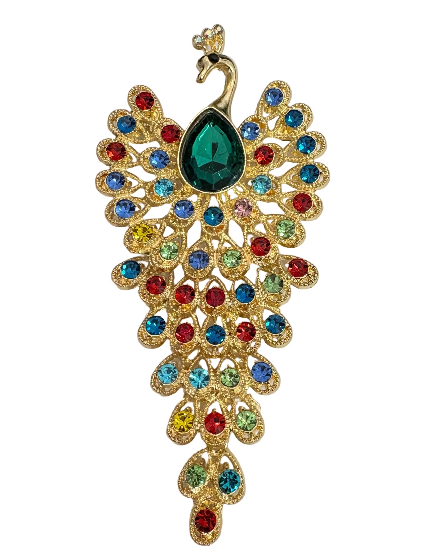 Majestic Peacock Crystal Statement Brooch