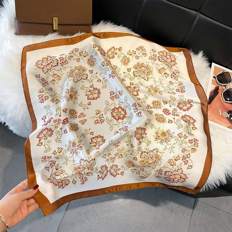 Vintage Blossom Silk-Feel Scarf