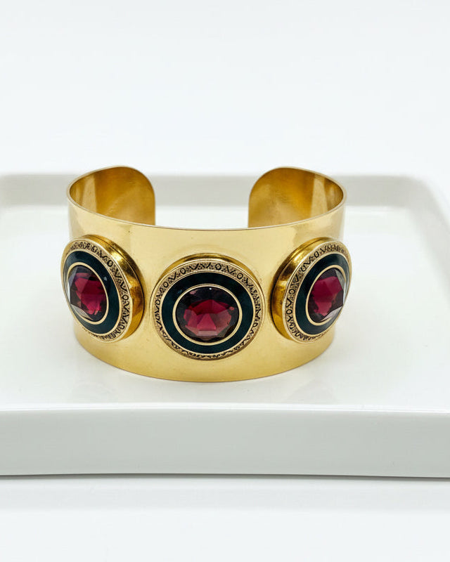 Vintage Wide Gold-Tone Statement Cuff Bracelet