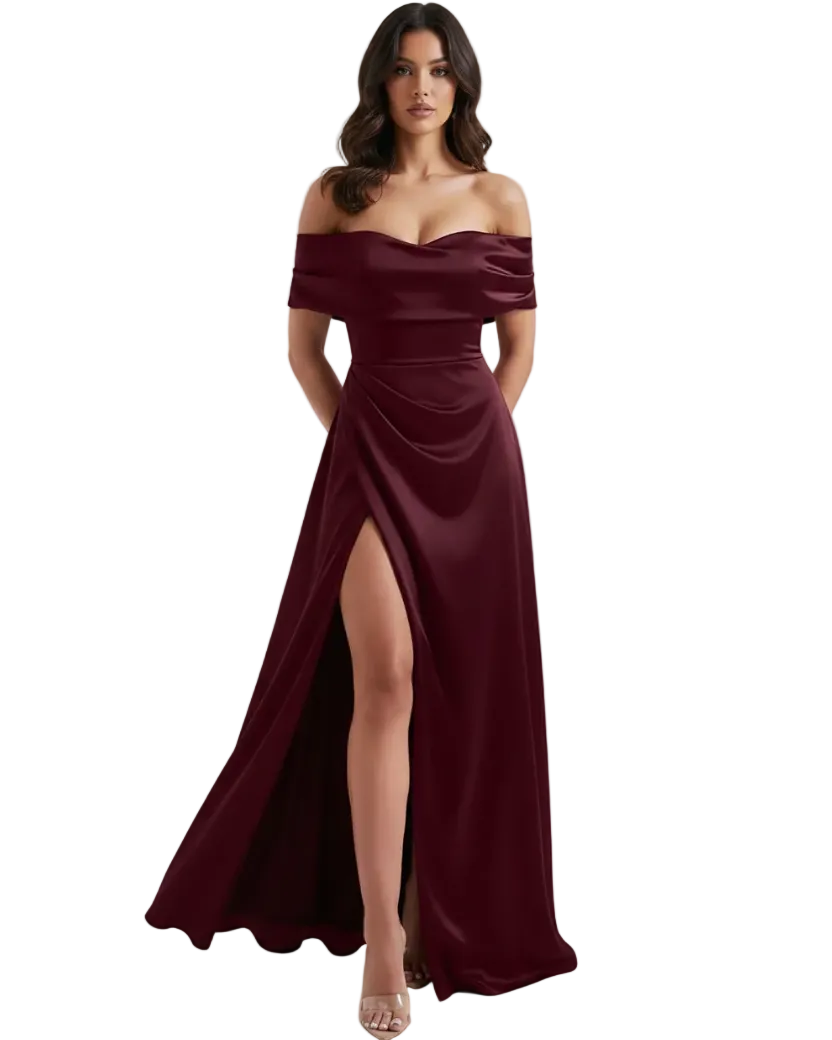 Off Shoulder Satin Dress