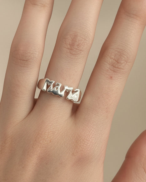 High-Polish Sculptural "MAMA" Silhouette Ring