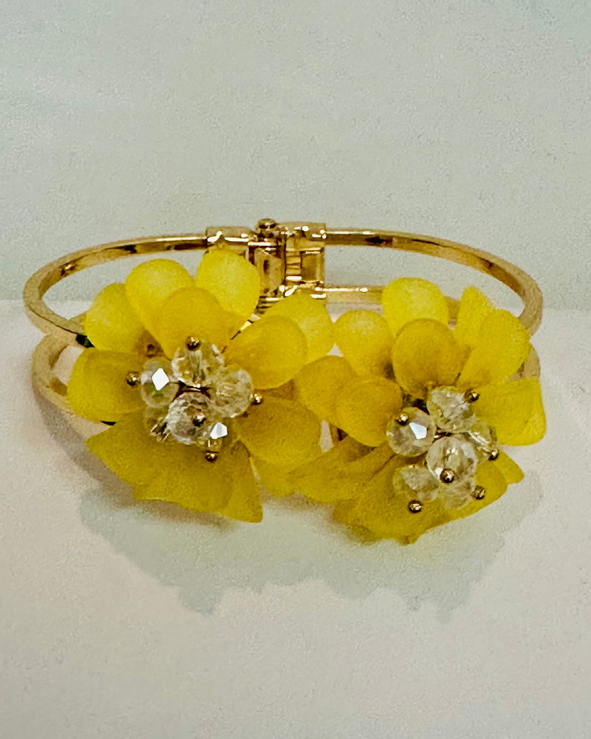 Frosted Acrylic Yellow Bloom Hinged Bangle