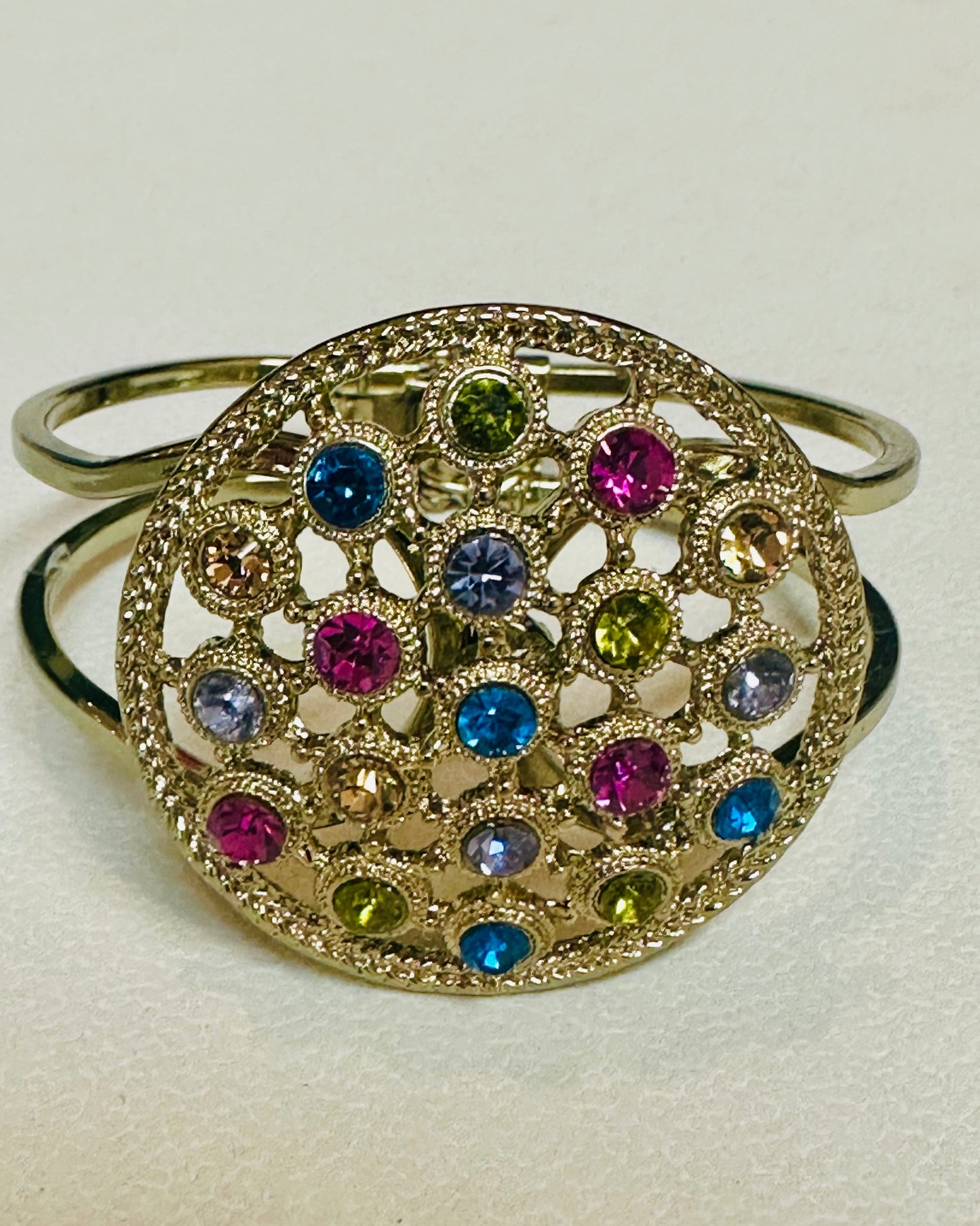Vintage Royal Confetti Medallion Cuff Bracelet