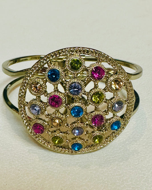 Vintage Royal Confetti Medallion Cuff Bracelet