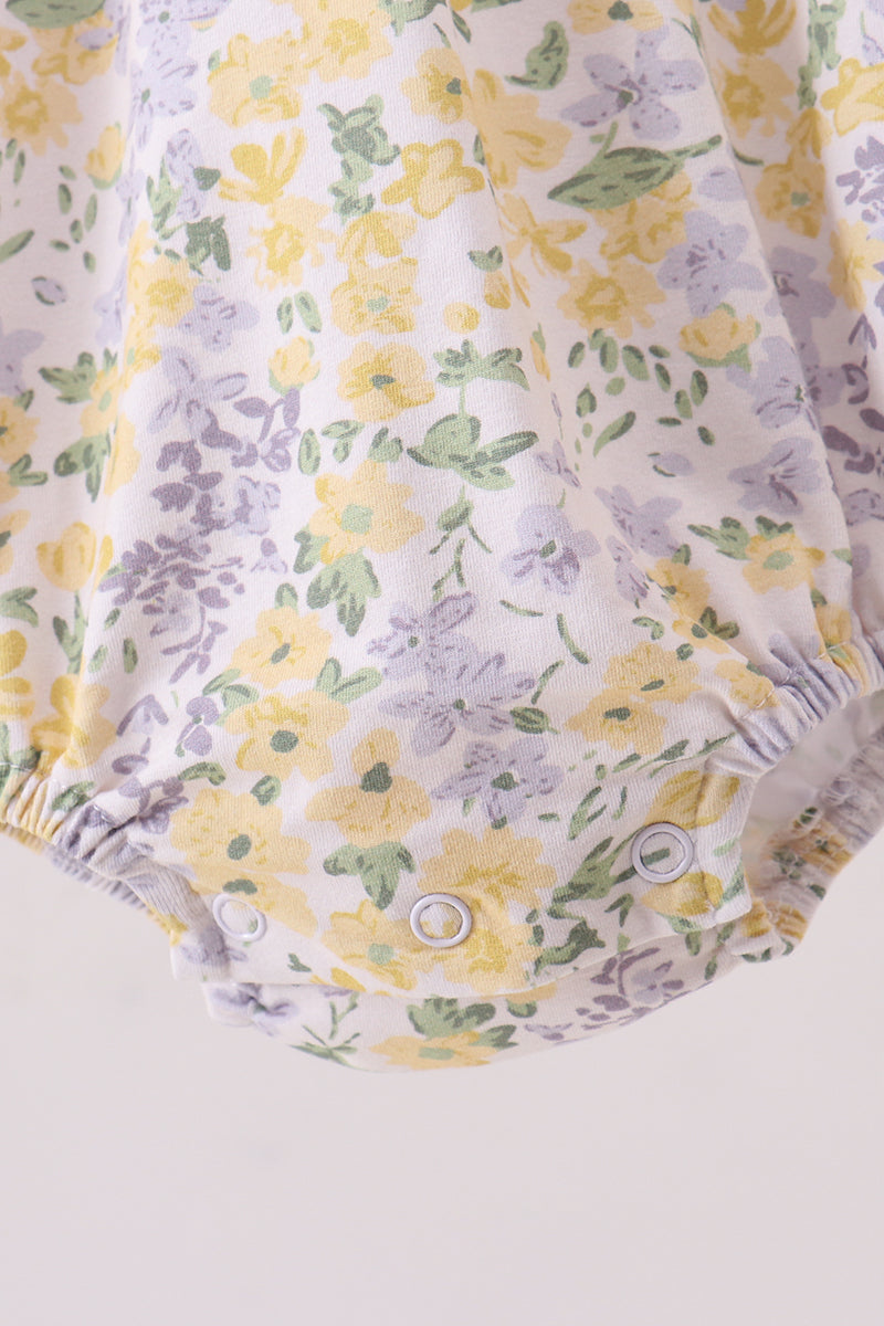 Floral Bunny Bow Embroidery Ruffle Bubble