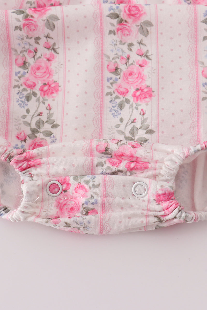 Pink Floral Print Ruffle Bubble