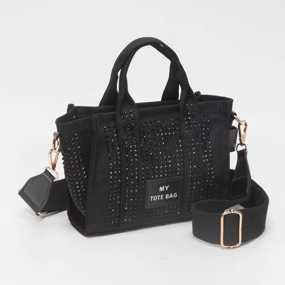 Rhinestone Studded Top Handle Crossbody Bag