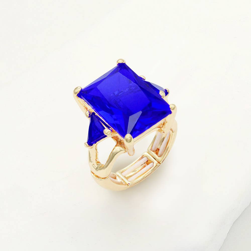 Statement Rectangle Crystal Stretch Ring