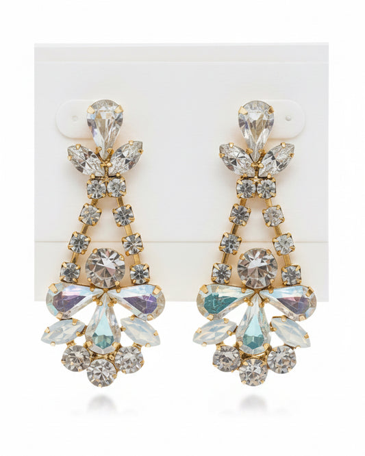 Vintage Aurora Borealis Crystal Chandelier Earrings