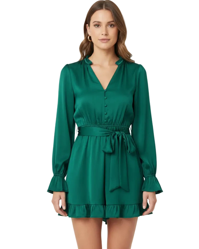 Emerald Green Ruffle Romper