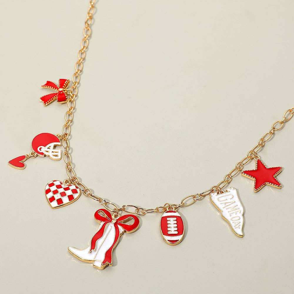 Game Day Football Theme Charm Station Necklace