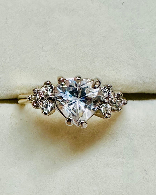 Vintage Sweetheart Cluster Solitaire Ring