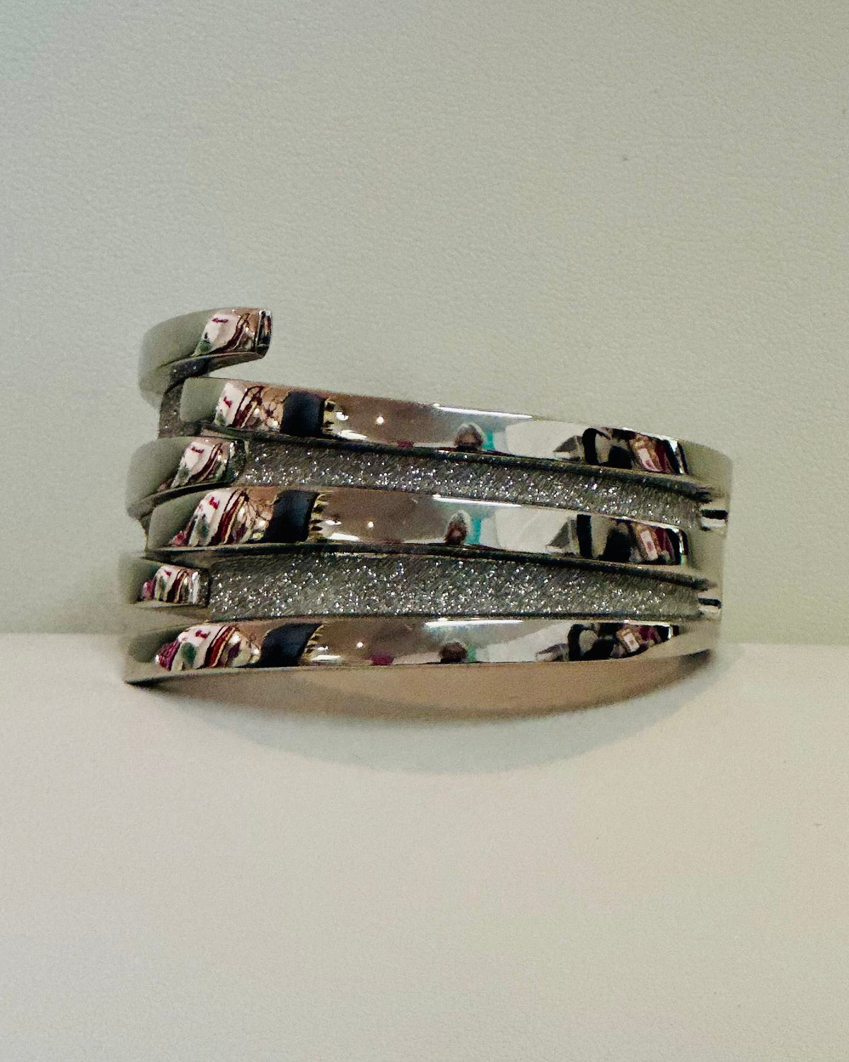 Vintage Silver-Tone Tiered Stardust Bypass Cuff