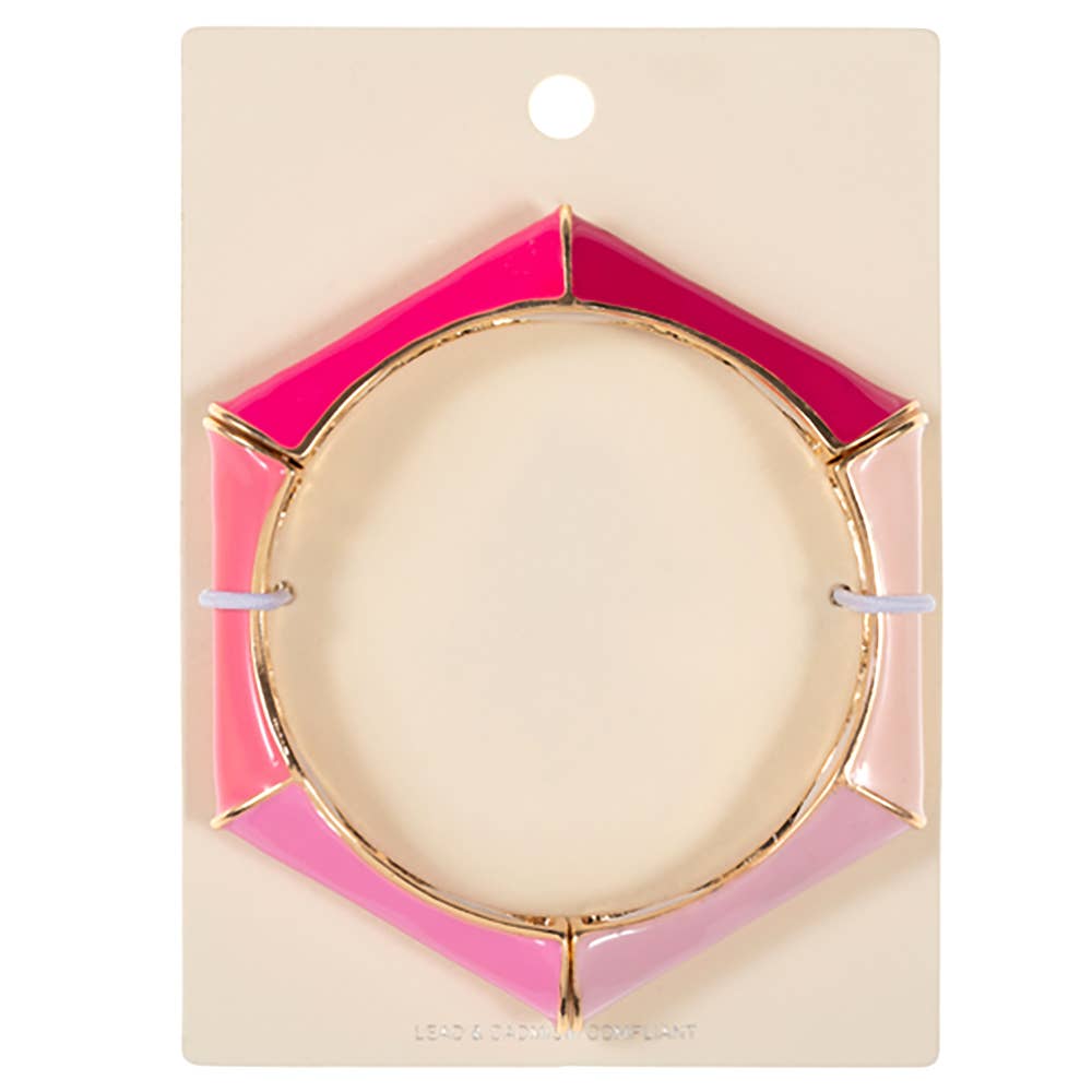 Pink Hexagonal Stretch Bangle Bracelet