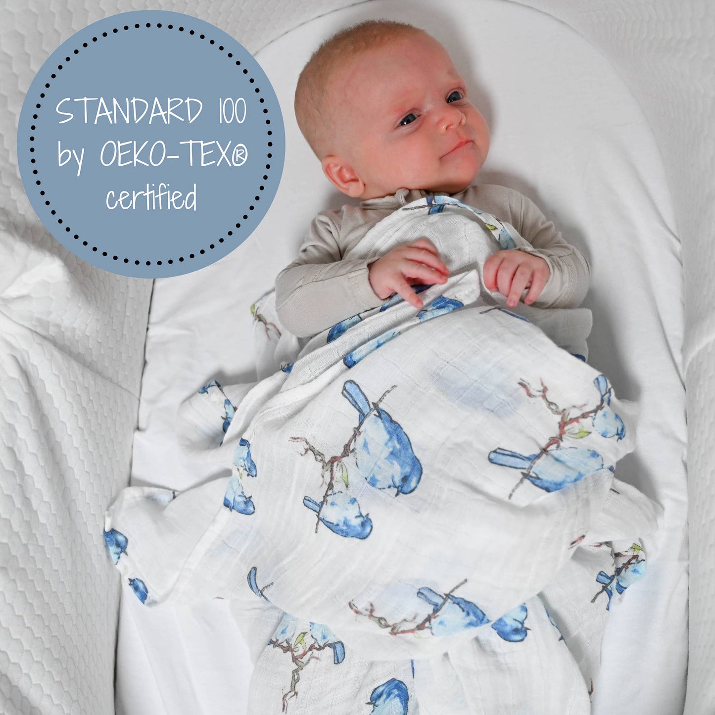 Bluebird Of Happiness Baby Muslin Swaddle Blanket