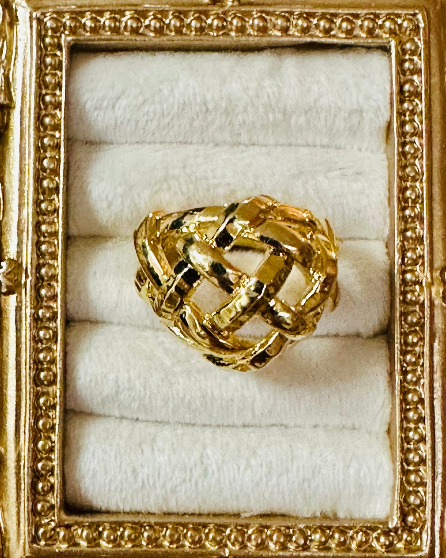 Vintage Openwork Basketweave Statement Ring