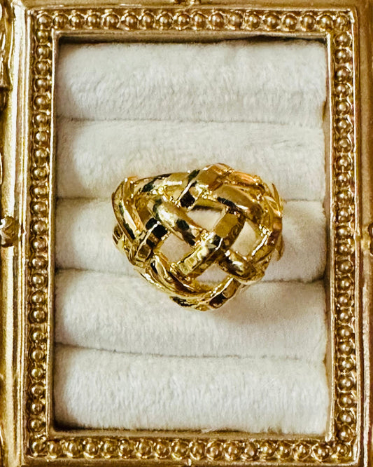 Vintage Openwork Basketweave Statement Ring