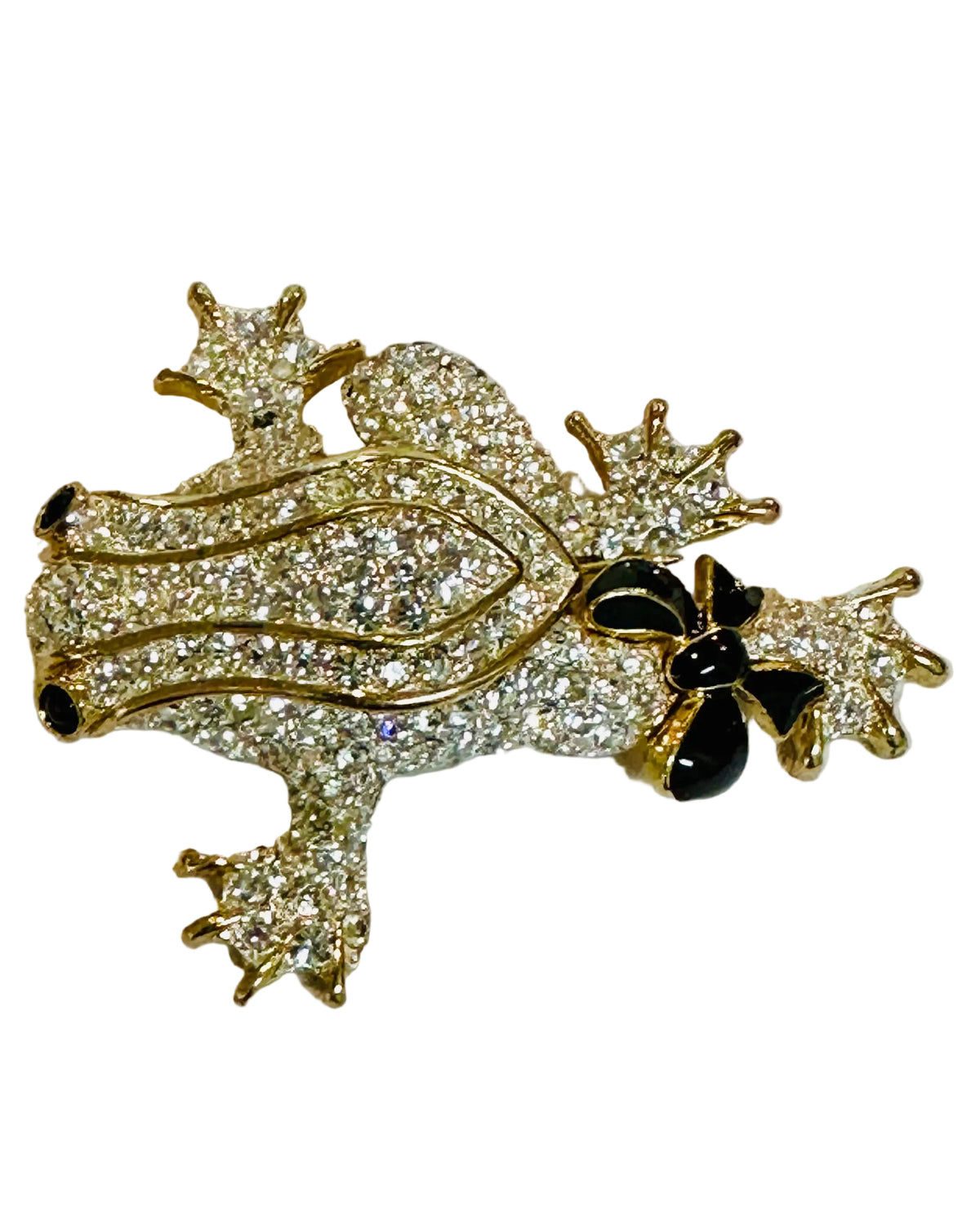 Vintage Crystal Pavé Whimsical Frog Statement Brooch